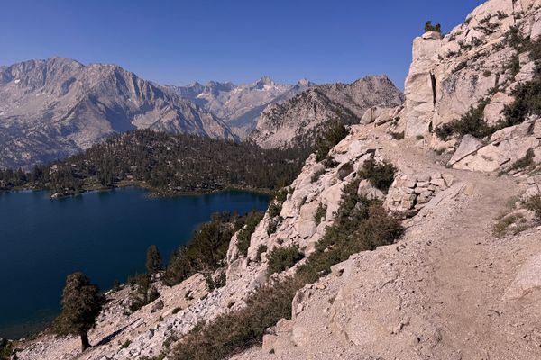 John Muir Trail Day 7: Our First Wild Animal Visitor, Kearsarge Pass and Resupply #1
